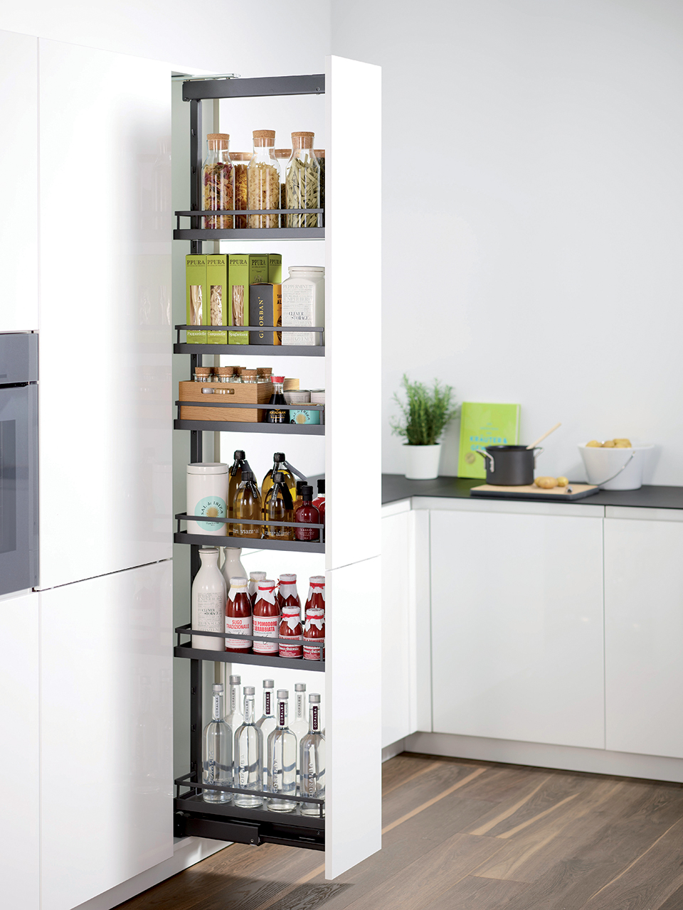 K-KES Dispensa, potravinová skříň, Arena Classic, bílá/chrom, 400/1200-1600