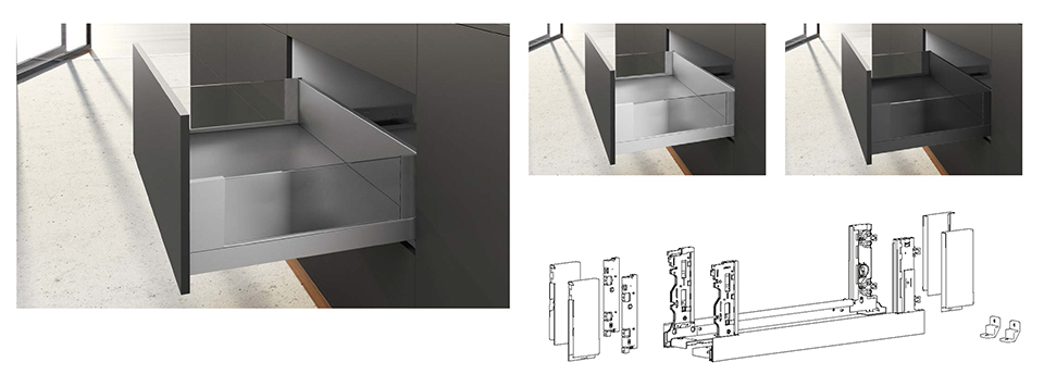 HETTICH 9257189 AvanTech You sada držáků pro individuální materiál 187/450 antra