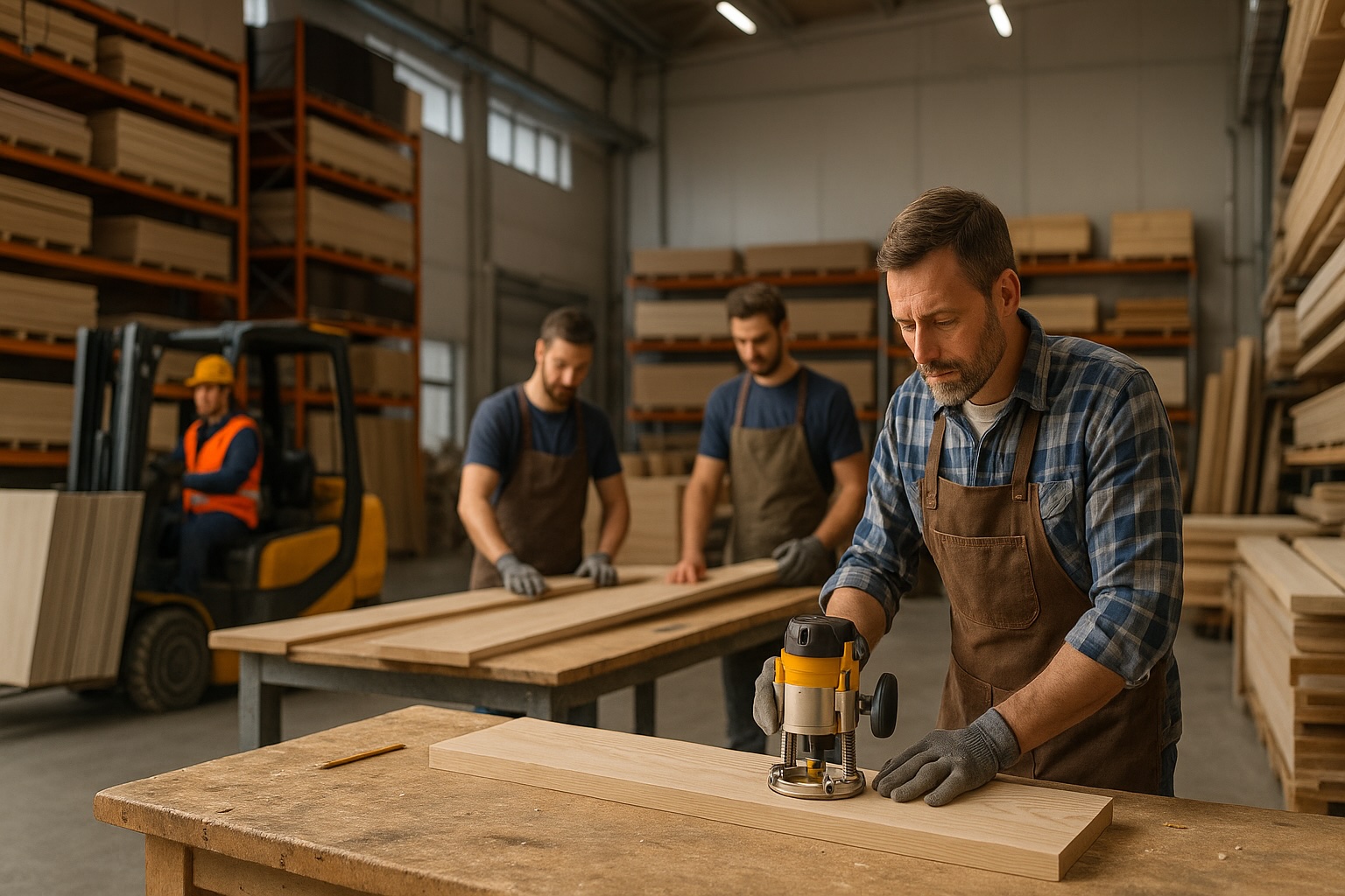 Nowoczesny magazyn i warsztat stolarski – Démos Trade